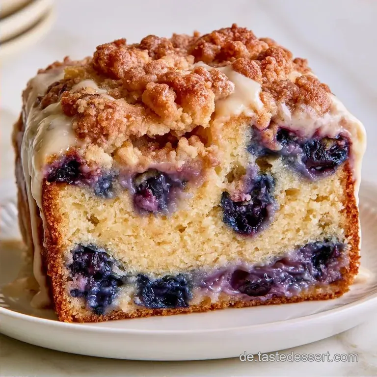 Blaubeerkuchen mit Sahneguss und Streuseln