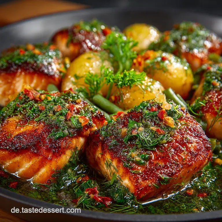 Blechlachs Deluxe Gr&uuml;ner Bohnenkartoffeltraum presentation