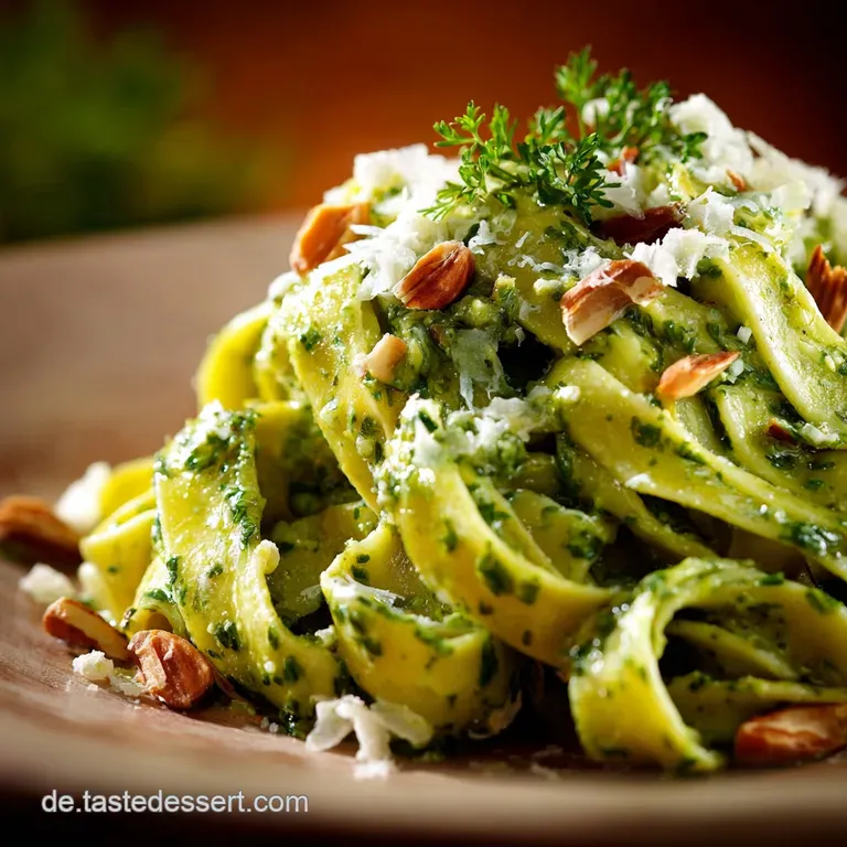 B&auml;rlauch Pasta: Fr&uuml;hlings-Tagliatelle Mit Cremigem Blitz-Pesto. presentation