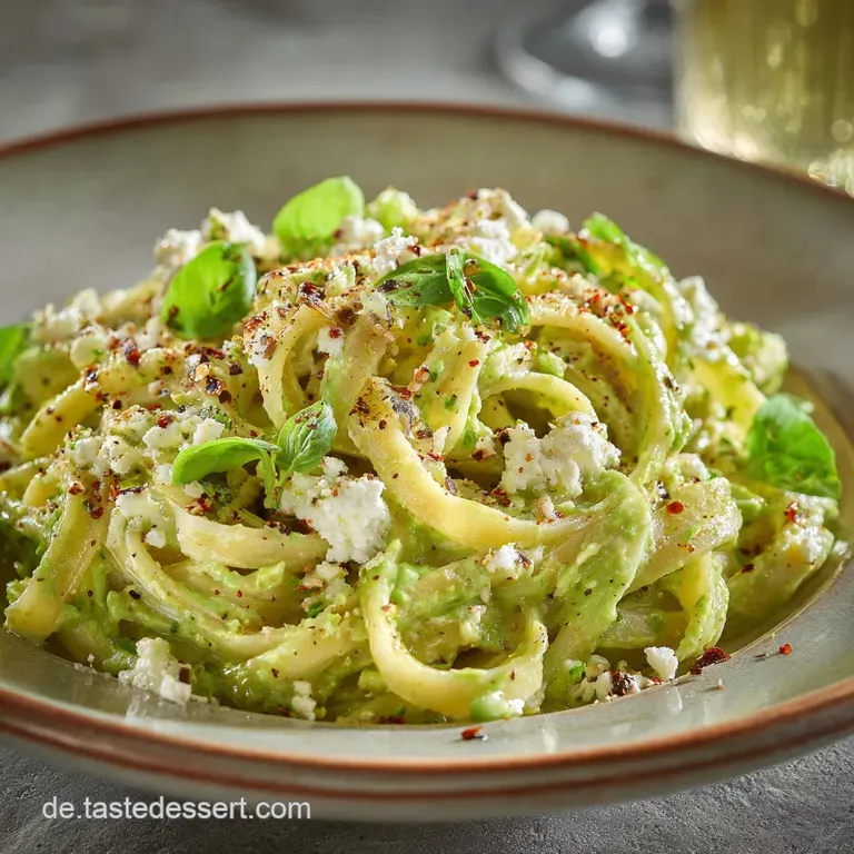 Die Gr&uuml;ne Welle Blitzschnelle Avocadofeta Pasta Mit Basilikum presentation