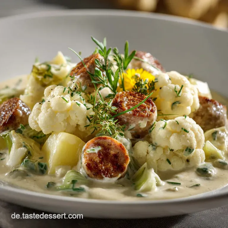 Blumenkohl Kartoffel Eintopf Mit W&uuml;rstchen: Der Herzhafte Feierabend-Klassiker presentation