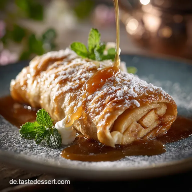 Bratapfelwrap Omas K&uuml;che to Go Mit Vanillequark Goldsaftkaramell presentation