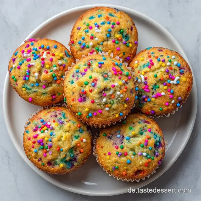 Mehrfarbige, weiche Muffins ordentlich auf einer wei&szlig;en Platte angerichtet, beleuchtet durch helles Tageslicht.