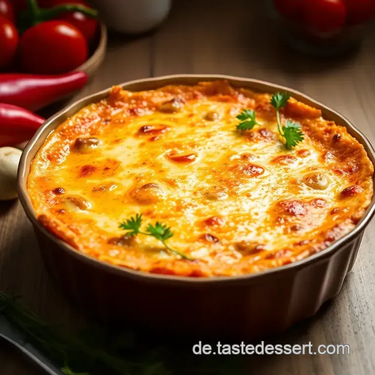 Bunte Paprika-Quiche mit Käse und Kräutern presentation