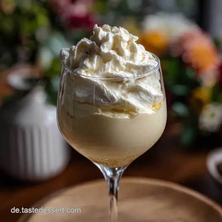 Luxurious dessert in a glass, featuring a swirl of Champagne cream, garnished with bright red berries, a perfect festive t...