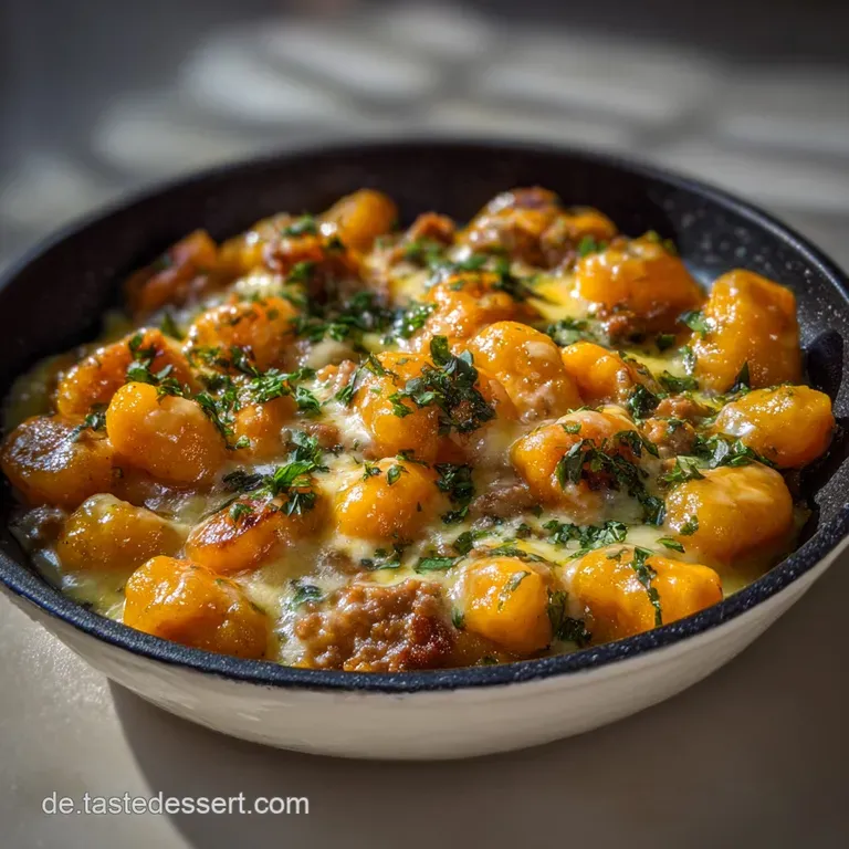 Cremige Gnocchi Krbis Pfanne Mit Hackfleisch presentation