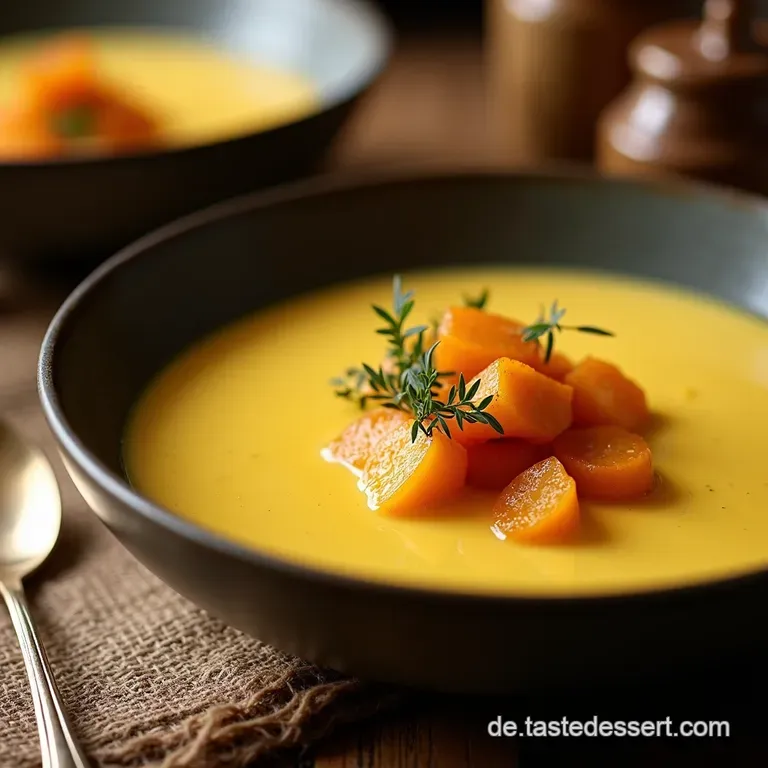 Cremige Hokkaidok&uuml;rbissuppe Ingwer Kokosmilch Currykick presentation