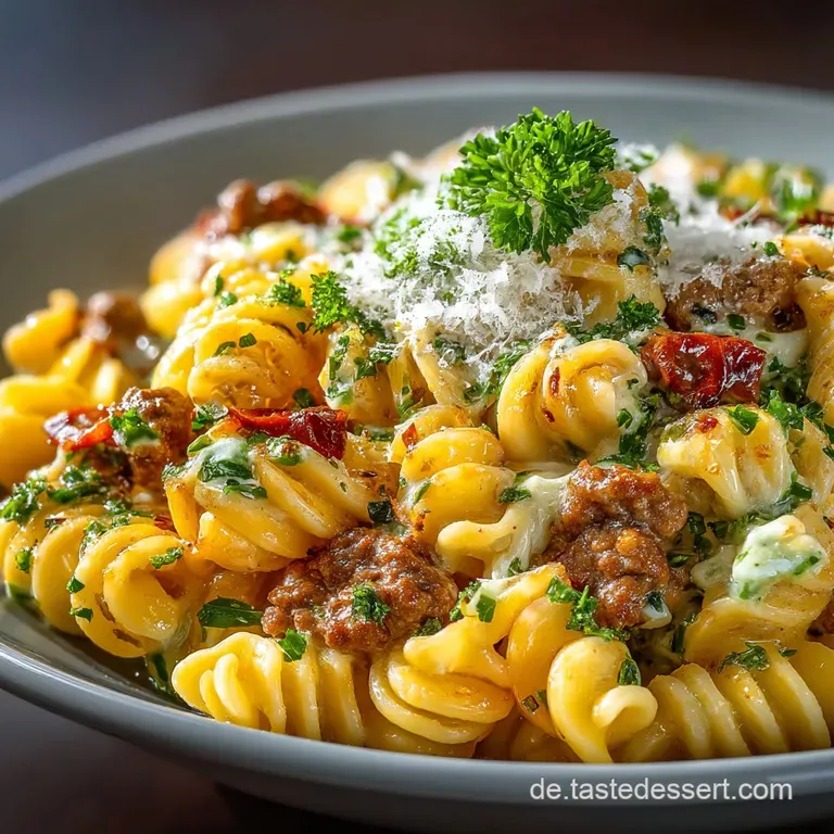 Cremige K&auml;seLauchPasta mit saftigem Hackfleisch
