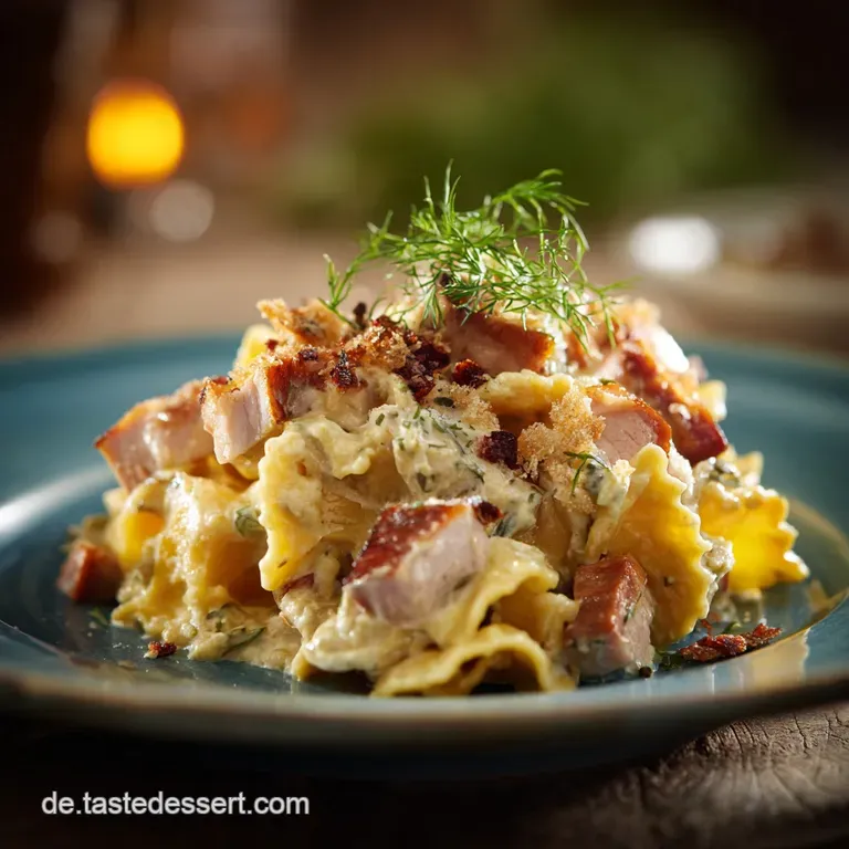 Schinkennudeln Der Klassiker mit cremigem MuskatGuss zum &Uuml;berbacken