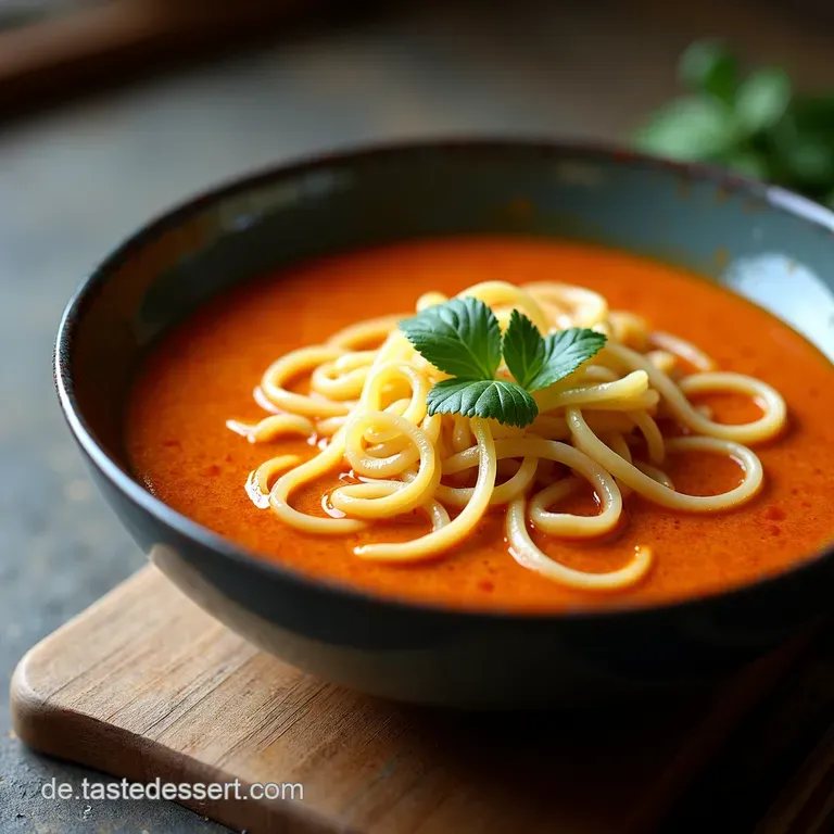 Cremige Rote Curry Suppe mit Udon ThaiJapan Fusion