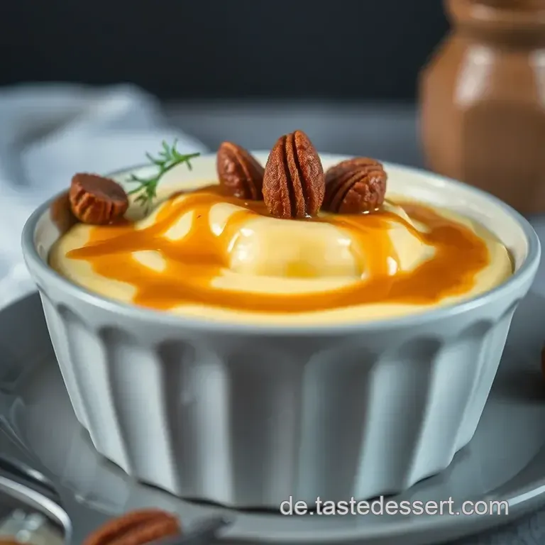 Cremiger Kokospudding mit Karamellsoße presentation