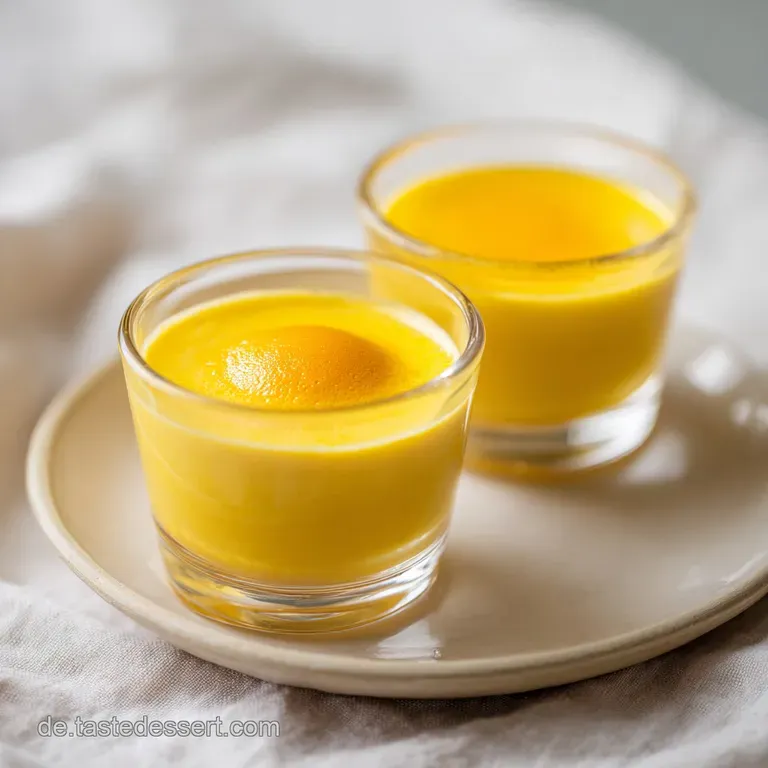 A delicate coupe glass filled with rich, velvety golden liqueur, topped with a dusting of cocoa powder.