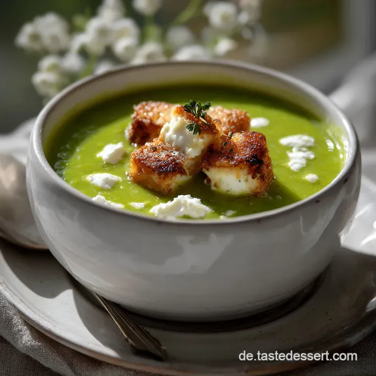 Cremige Erbsensuppe mit knusprigem Feta Einfaches | Textur-Wunder