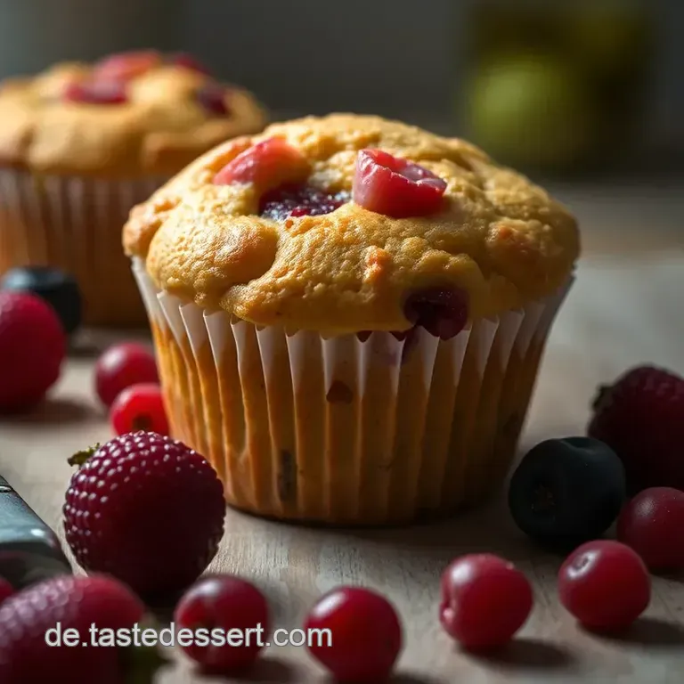 Erdbeer-Rhabarber Glücksmomente Muffins presentation