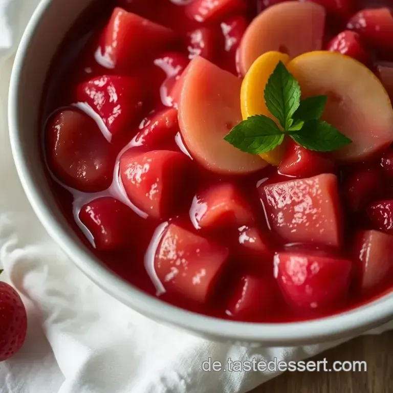 Erdbeer-Rhabarber-Kompott mit Vanille presentation