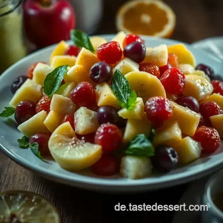 Erfrischender Obstsalat mit Honig-Vanille-Dressing presentation