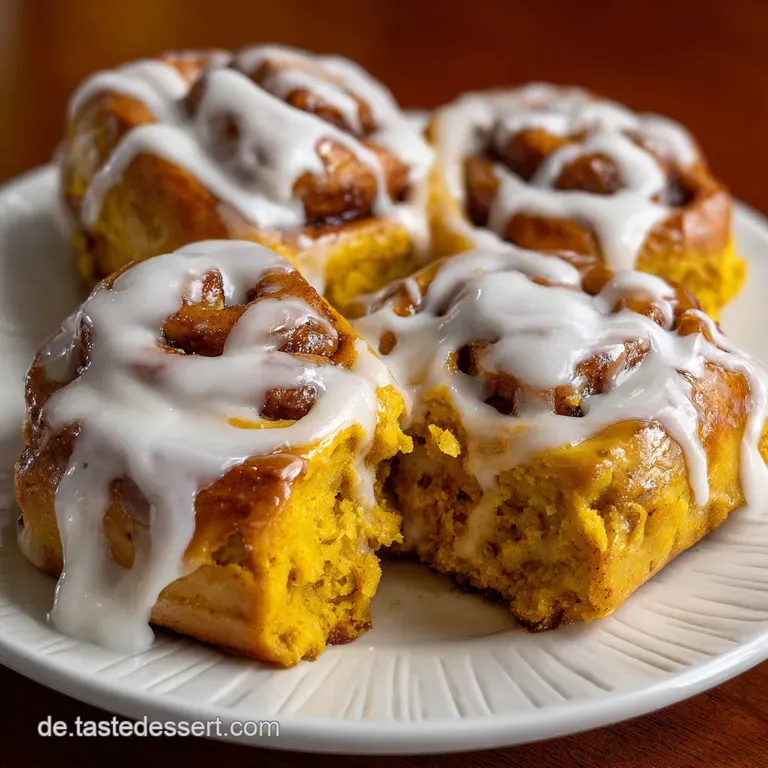 K&uuml;rbis Zimtschnecken: Flaumiges Herbstgeb&auml;ck Mit Glasur presentation