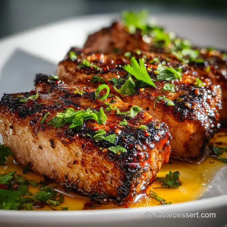 Perfectly grilled, glistening meat skewers with charred edges served on a white plate with a fresh green salad.