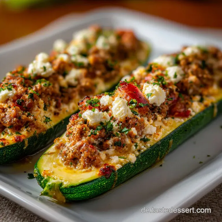 Gef&uuml;llte Zucchini: Mediterrane Schiffchen mit Feta