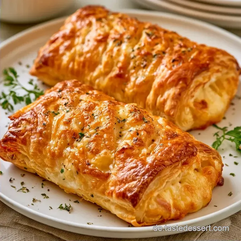 Gef&uuml;llter Bl&auml;tterteig Im Airfryer mit Schinken und K&auml;se