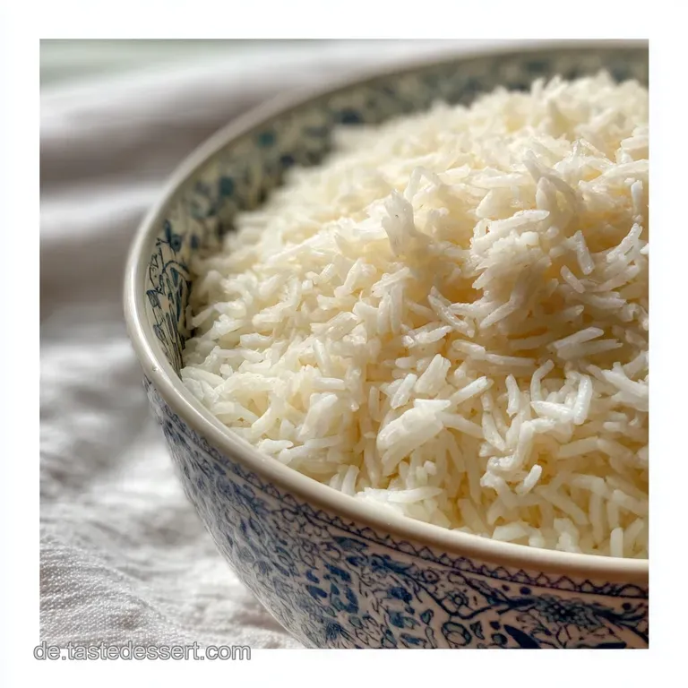 A pristine mound of white rice, reflecting light, sits on a white plate. Simple and clean, ready for flavorful toppings.