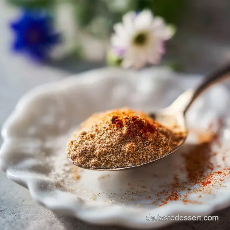 Close-up of a spoonful of homemade vegetable broth powder showcasing the varied textures and intense colors of the dried i...