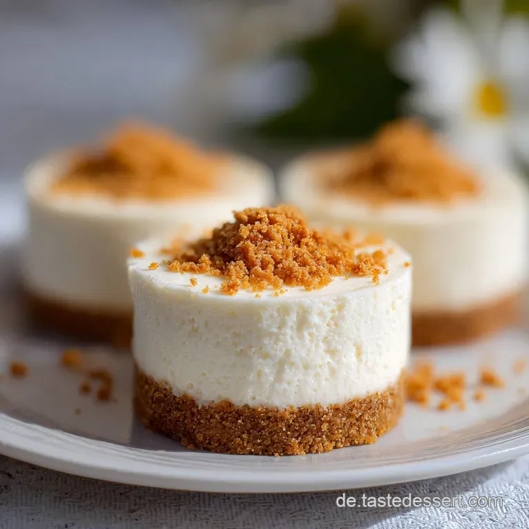 Elegante wei&szlig;e Platte mit aufgereihten, cremefarbenen Kuchenw&uuml;rfeln, garniert mit leuchtend roten Beeren und Minze.