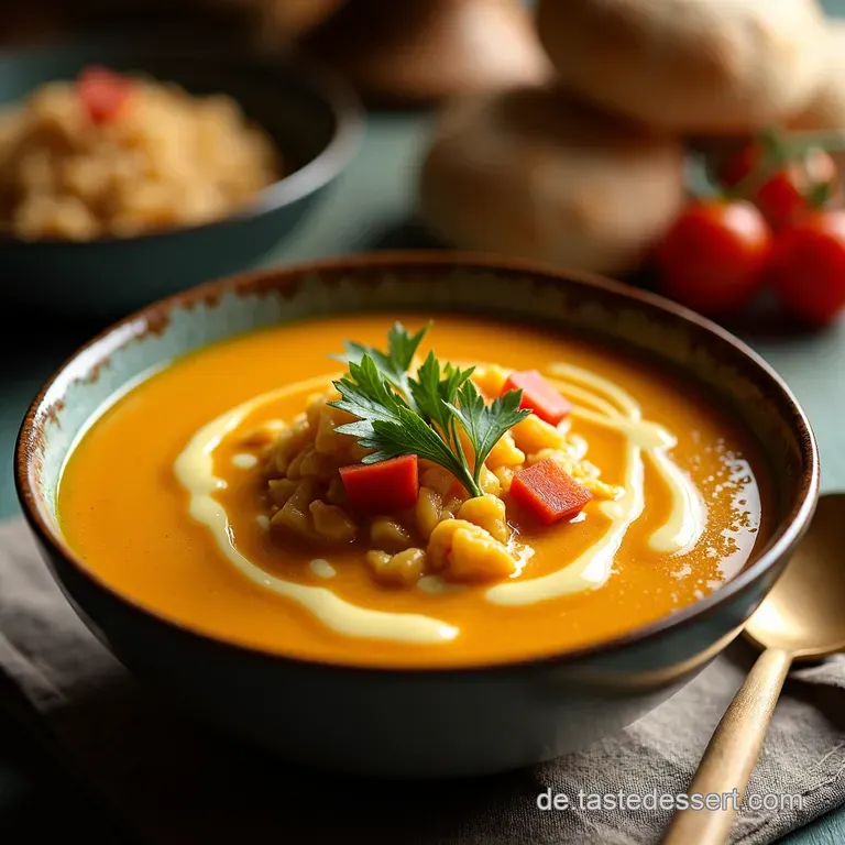 Goldene Herbstw&auml;rme Blitzschnelle Curryk&uuml;rbissuppe Hokkaido presentation