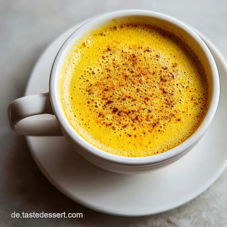 A vibrant yellow turmeric latte in a ceramic mug, adorned with fresh ginger slices and edible flowers.