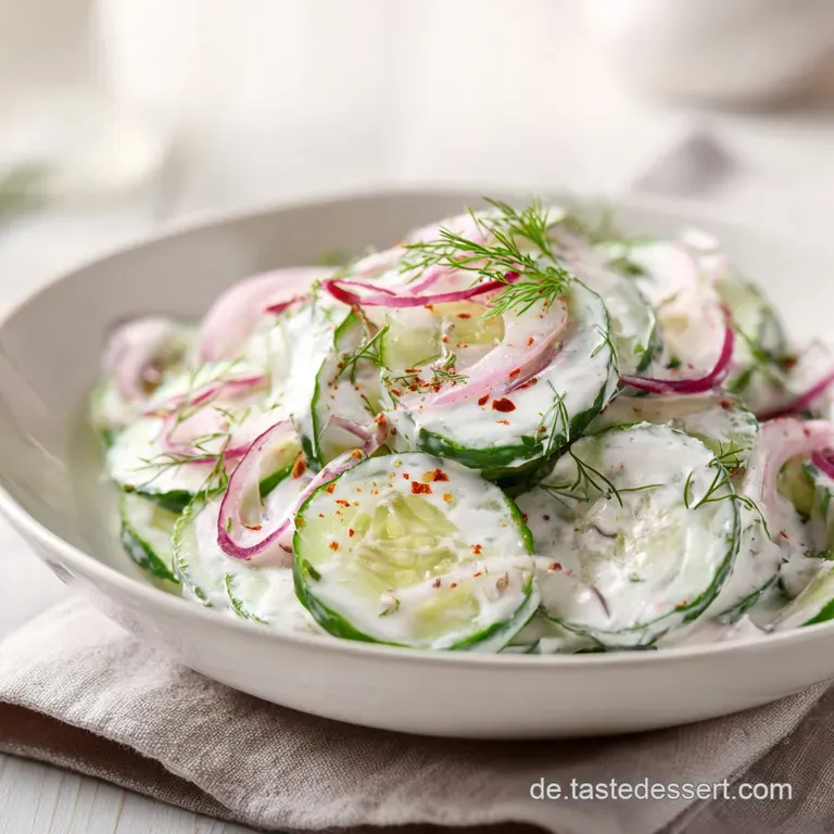 A rustic ceramic bowl brimming with cool cucumber salad, a dollop of glistening yogurt dressing, and a scattering of fresh...