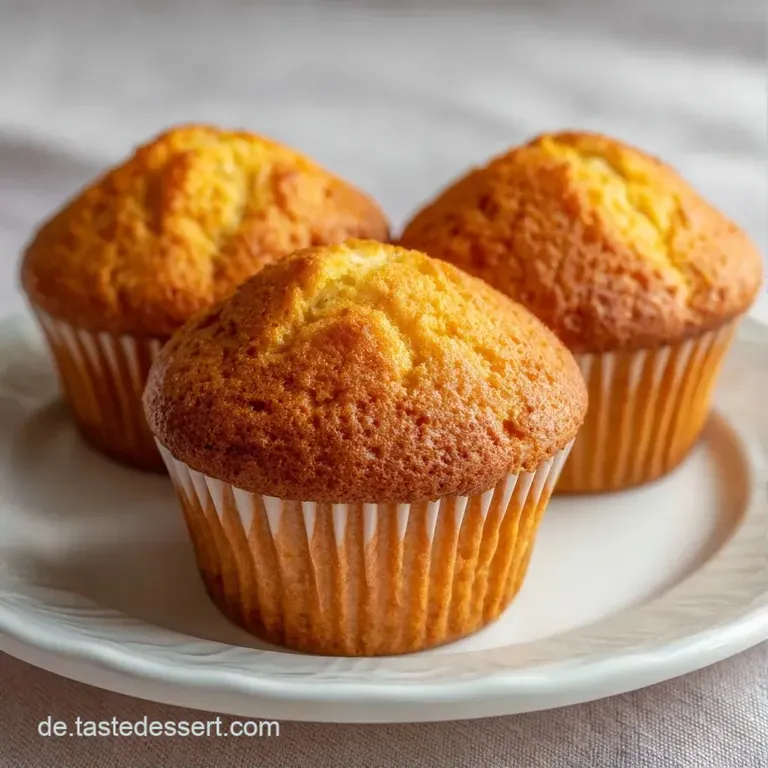 Ein fluffiger Muffin auf einem wei&szlig;en Porzellanteller, garniert mit einer frischen Beere und einem Hauch Puderzucker.