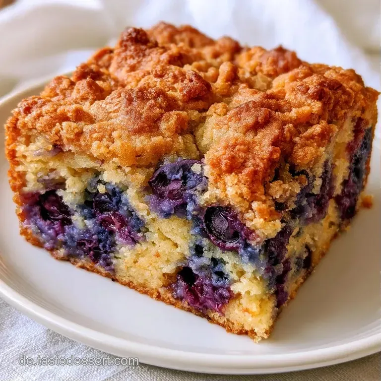 Ein saftiges St&uuml;ck Kuchen mit goldgelben Streuseln auf einem wei&szlig;en Porzellanteller, sanft beleuchtet und luftig.