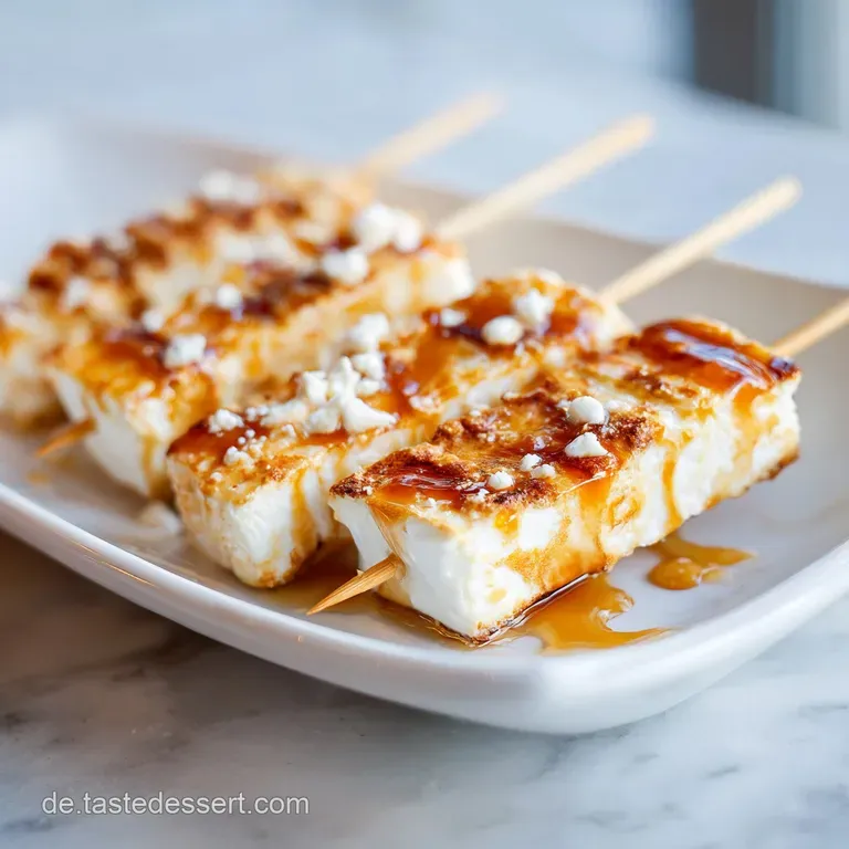 A vibrant plate of cheese skewers, garnished with fresh herbs, against a light and airy backdrop, ready to be served.