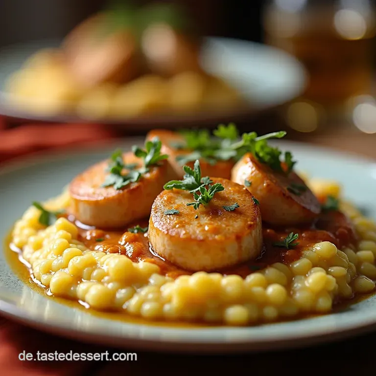 Herzhaftes H&auml;hnchengem&uuml;sepf&auml;nnchen Mit Cremiger Polenta presentation