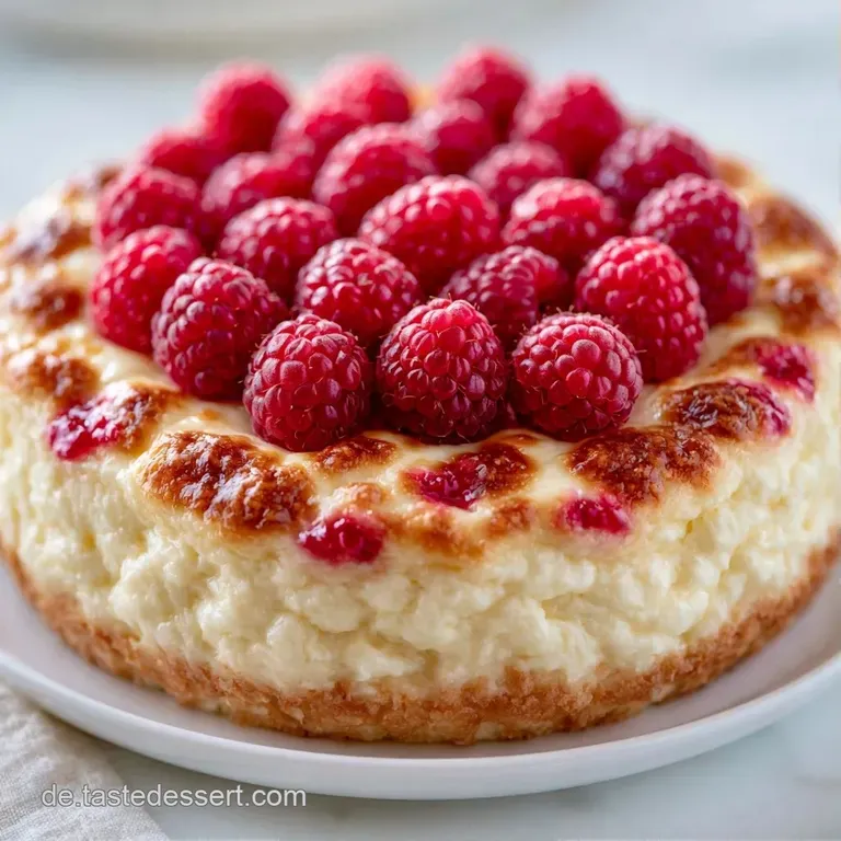 Ein St&uuml;ck cremiger Beerenkuchen auf einem wei&szlig;en Porzellanteller, garniert mit einer frischen gr&uuml;nen Minzblattspitze.