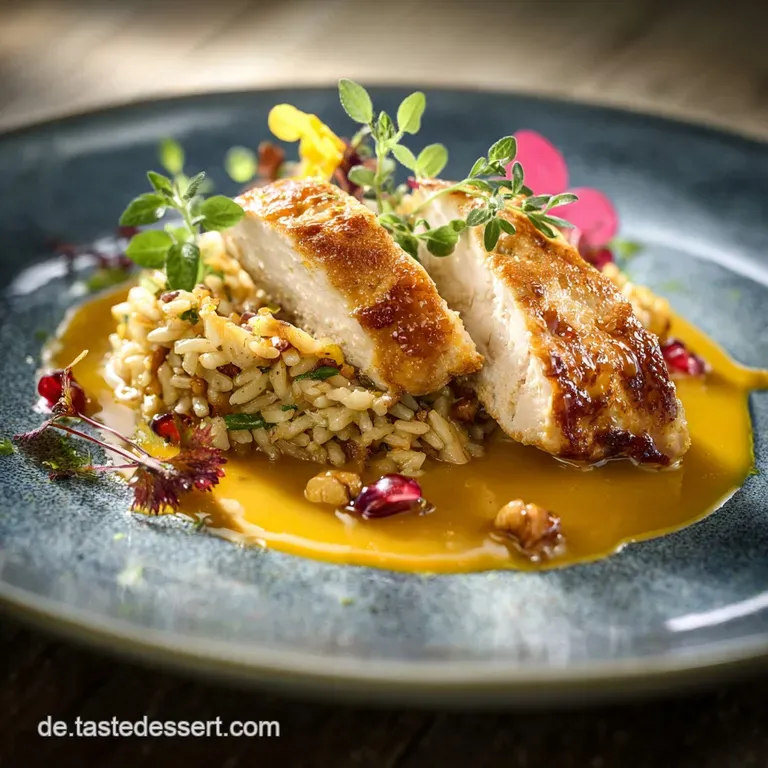 Goldbraunes Honig Senf Hähnchen mit cremigem Reis