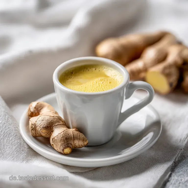 Close-up of a bright ginger shot in a clear glass; pulpy texture visible, hinting at its spicy and invigorating nature.