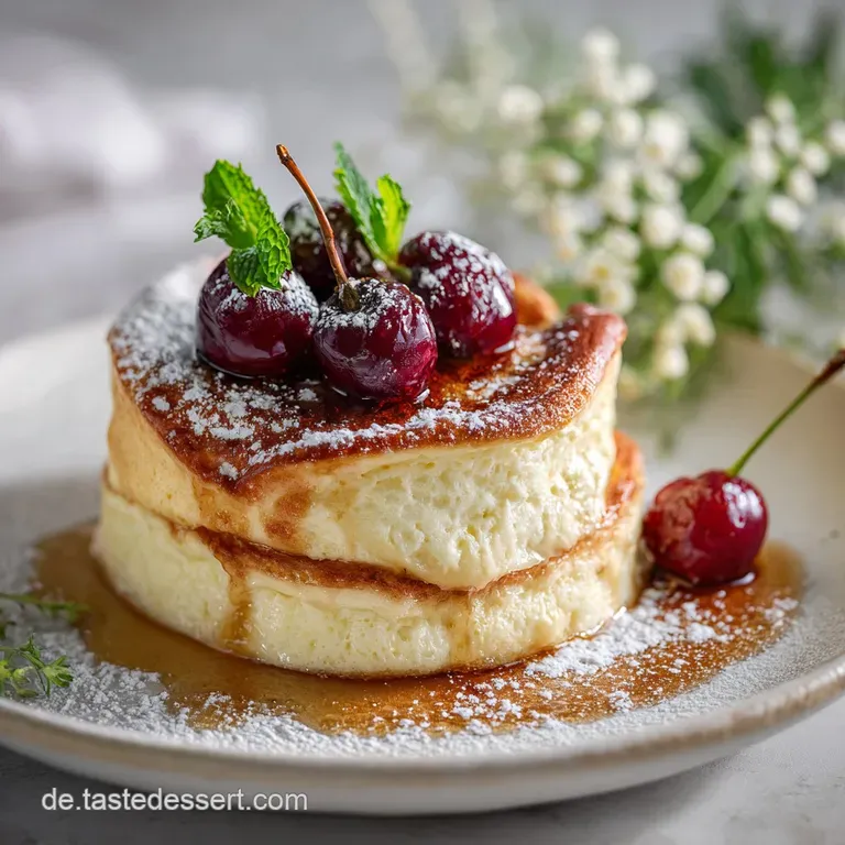 Two light and airy souffl&eacute; cr&ecirc;pes with a delicate lattice pattern, served with whipped cream and vibrant fruit.
