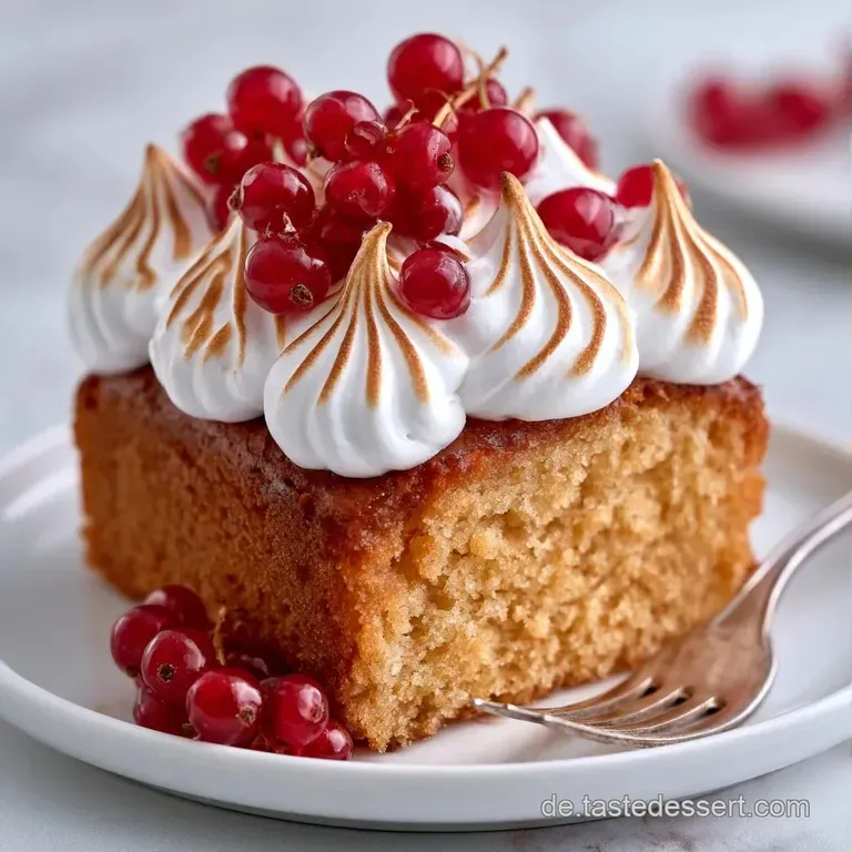 Elegante Anordnung wei&szlig;er Baiserschnitten auf einer Platte, garniert mit zarten Beeren und frischen Minzbl&auml;ttern.