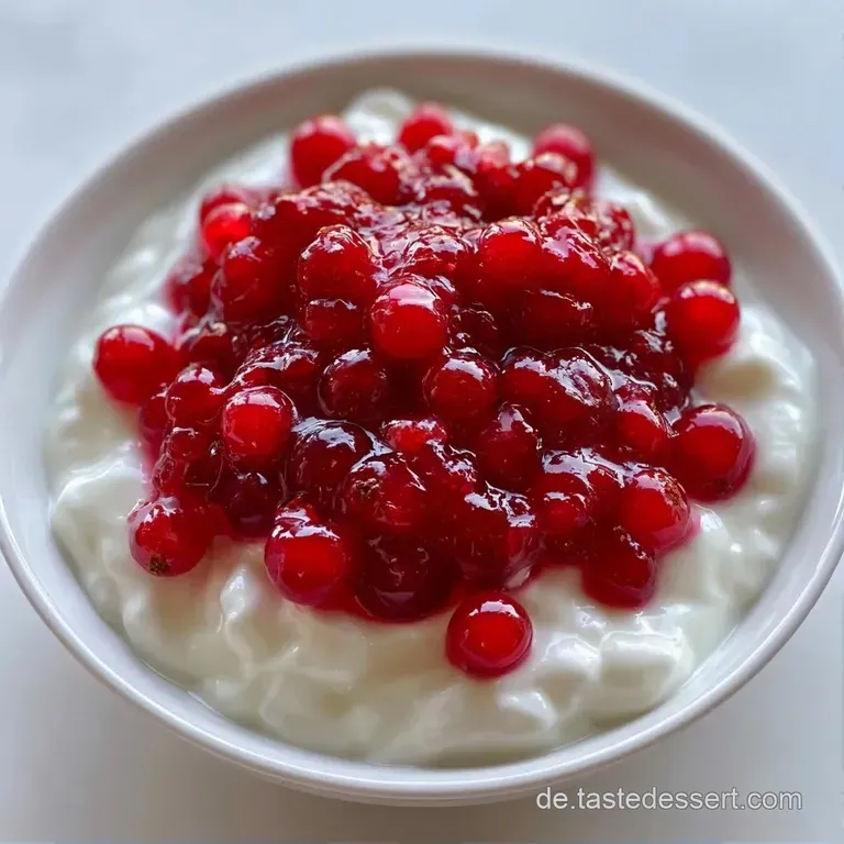 Elegantes Glas mit geschichtetem, wei&szlig;em Joghurt und rubinroten Beeren, gekr&ouml;nt von einem frischen Minzblatt.