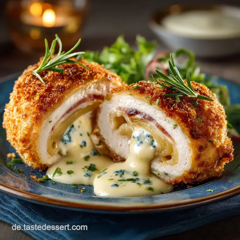 Kartoffel Cordon Bleu mit Knödelteig Außen knusprig innen cremig
