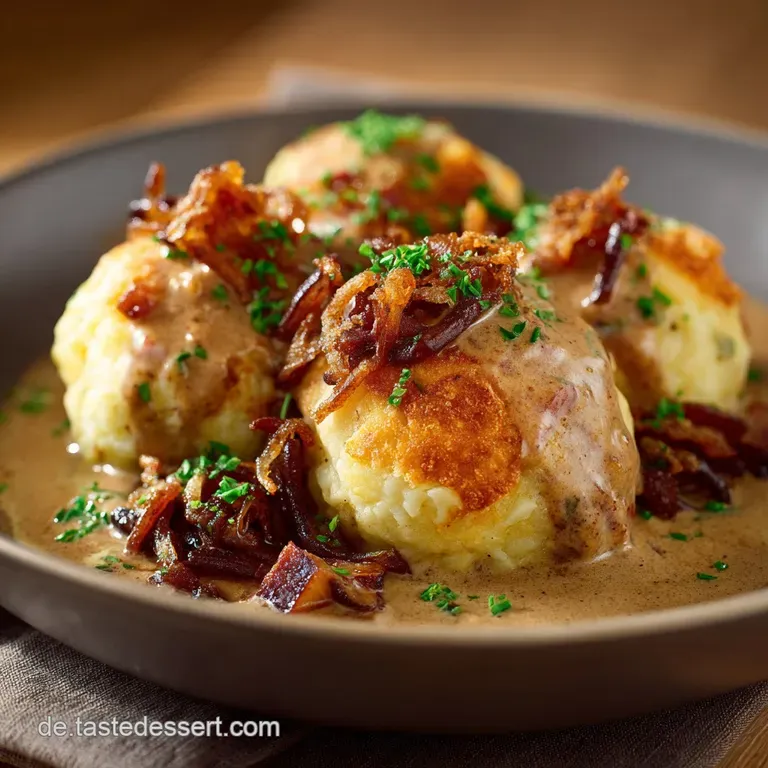 Kartoffelkn&ouml;del in Schinkensahneso&szlig;e: Das Beste Deutsche Familienessen Rezept presentation