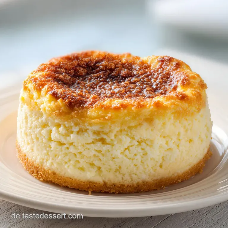 A slice of creamy cheesecake, glistening and perfectly textured, resting elegantly on a clean white plate.