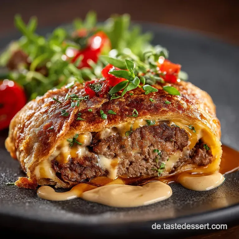 Die Herzhafte Lowcarb Cheeseburger Rolle Keto Fathead Teig presentation