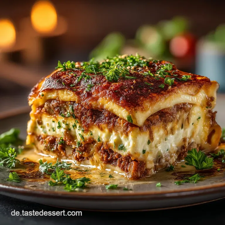 Omas Beste Moussaka Mediterraner Schichtzauber mit samtiger B&eacute;chamelsauce