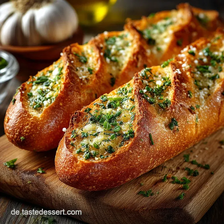 Knuspriges KnoblauchBaguette Hausgemacht Herzhaft und Aromatisch presentation