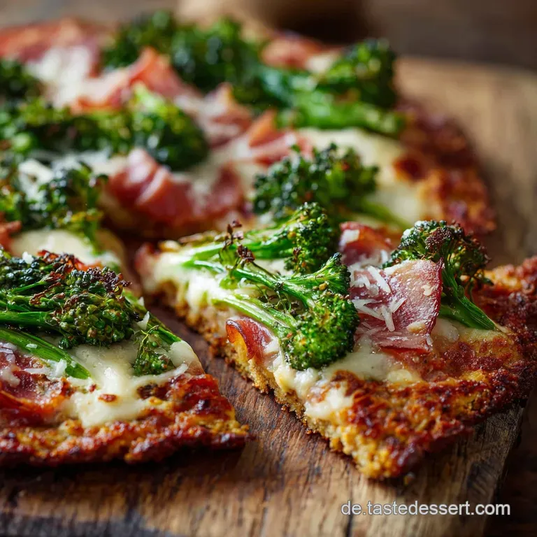Der Knusprige Gr&uuml;ne Traum Lowcarb Brokkolipizza presentation