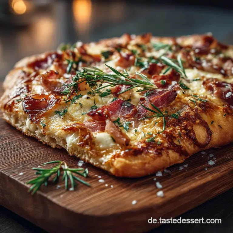 Der Klassiker Vom Blech Els&auml;sser Flammkuchen Mit Cr&egrave;me Fra&icirc;che Zwiebeln Und Speckw&uuml;rfeln presentation