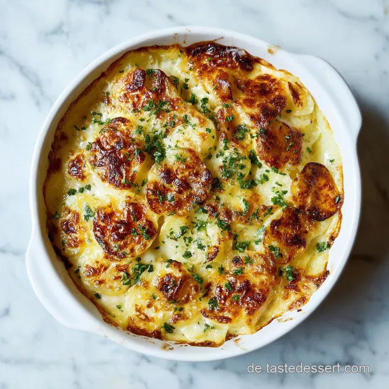 A comforting portion of creamy kohlrabi and potato bake, golden-brown and bubbling with cheese.