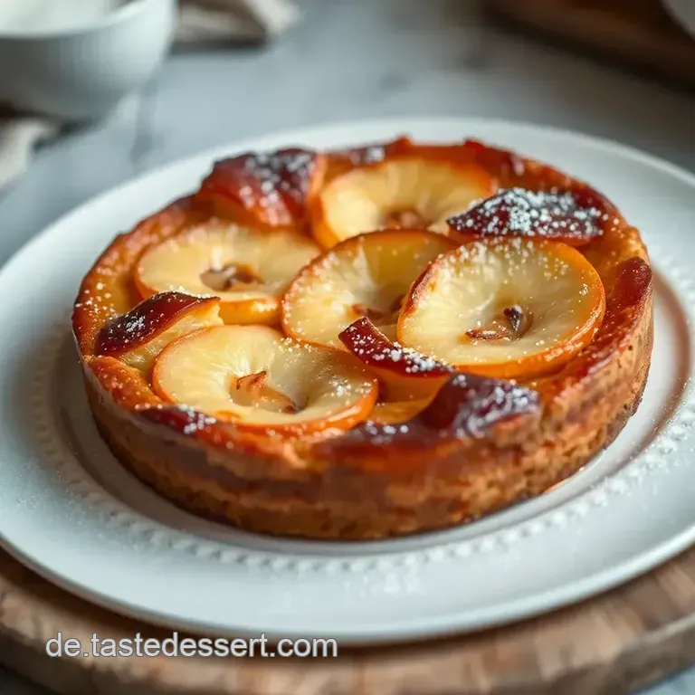 Köstlicher Apfelkuchen mit Schmand und Pudding presentation
